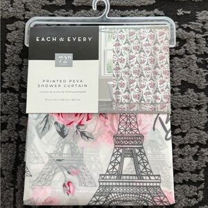 Nwt Pink gray and white Paris Eiffel Tower Shower Curtain Peva